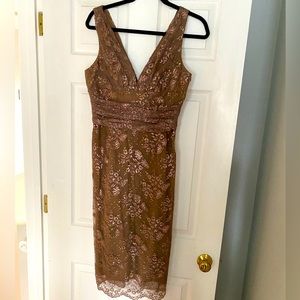 Gold Chiffon Midi Cocktail Dress - worn once